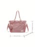 Letter Patch Shoulder Tote Bag Pocket Front With Coin Purse For Daily