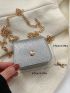 Mini Square Bag Silver Flap Chain Strap