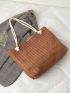 Medium Straw Bag Minimalist Double Handle For Vacation