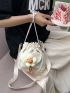 Mini Bucket Bag Flower Decor Drawstring