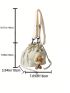 Mini Bucket Bag Flower Decor Drawstring