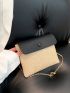 Mini Straw Bag Vacation Two Tone Flap Chain Paper