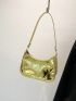 Mini Hobo Bag Funky Metallic Stitch Detail Zipper PU