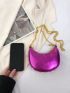 Mini Hobo Bag Funky Metallic Letter Decor Zipper Chain PU