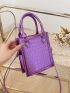 Mini Square Bag Crocodile Embossed Metallic PU Funky