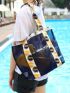 Letter Graphic Beach Bag Large Capacity