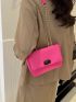 Mini Square Bag Chain Flap PU Pink