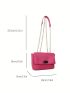 Mini Square Bag Chain Flap PU Pink