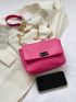 Mini Square Bag Chain Flap PU Pink