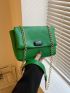 Mini Square Bag Chain Flap PU Green