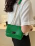 Mini Square Bag Chain Flap PU Green