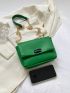 Mini Square Bag Chain Flap PU Green