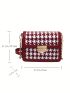 Houndstooth Pattern Square Bag Flap PU Chain