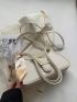 Twilly Scarf & Buckle Decor Baguette Bag Fashion White