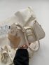 Twilly Scarf & Buckle Decor Baguette Bag Fashion White