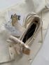 Twilly Scarf & Buckle Decor Baguette Bag Fashion White