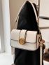 Crocodile Embossed Flap Square Bag Fashion White