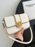 Crocodile Embossed Flap Square Bag Fashion White