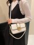 Crocodile Embossed Flap Square Bag Fashion White