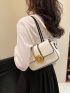 Crocodile Embossed Flap Square Bag Fashion White