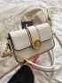 Crocodile Embossed Flap Square Bag Fashion White