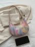 Small Hobo Bag Holographic Chevron Pattern