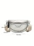 Crocodile Embossed Fanny Pack Chain Decor With Zipper PU