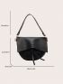 Knot Detail Flap Saddle Bag Fashion Black