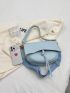 Knot Detail Flap Saddle Bag Fashion Blue