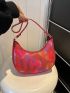 Colorblock Chevron Detail Hobo Bag Fashion Red