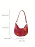 Colorblock Chevron Detail Hobo Bag Fashion Red