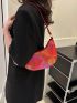 Colorblock Chevron Detail Hobo Bag Fashion Red