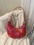 Colorblock Chevron Detail Hobo Bag Fashion Red