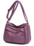 Braided Detail Hobo Bag Zipper Litchi Embossed