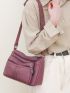 Braided Detail Hobo Bag Zipper Litchi Embossed