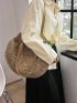 Large Straw Bag Minimalist Circle Bag For Vacation