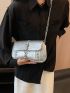 Studded Decor Crocodile Embossed Square Bag Funky Silver