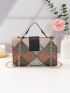 Small Flap Square Bag Colorblock Tassel Decor