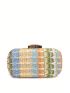 Mini Straw Bag Colorblock For Vacation