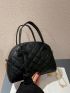 Small Dome Bag Quilted Pattern Minimalist Black