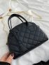 Small Dome Bag Quilted Pattern Minimalist Black