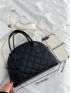 Small Dome Bag Quilted Pattern Minimalist Black