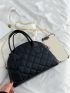 Small Dome Bag Quilted Pattern Minimalist Black