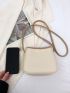 Litchi Embossed Bucket Bag With Inner Pouch Contrast Binding