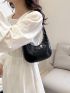 Crocodile Embossed Hobo Bag Mini Black