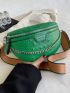 Mini Fanny Pack Crocodile Embossed Letter Graphic Chain Decor