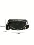 Mini Fanny Pack Crocodile Embossed Letter Graphic Chain Decor