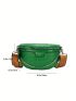 Mini Fanny Pack Crocodile Embossed Letter Graphic Chain Decor