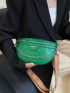 Mini Fanny Pack Crocodile Embossed Letter Graphic Chain Decor