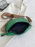 Mini Fanny Pack Crocodile Embossed Letter Graphic Chain Decor